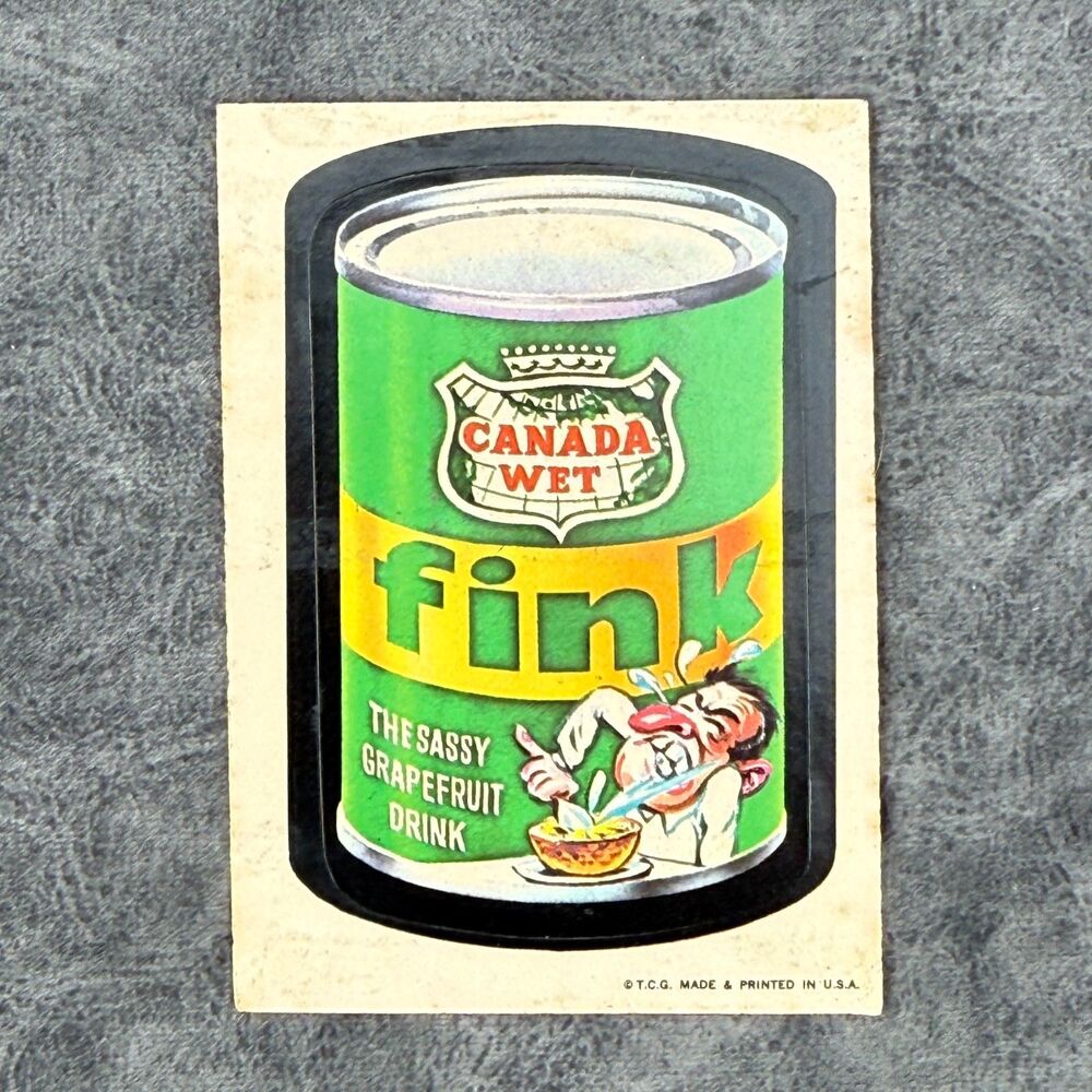 Vintage Topps Wacky Packages Die Cut Card Sticker Canada Wet Fink Sassy Drink